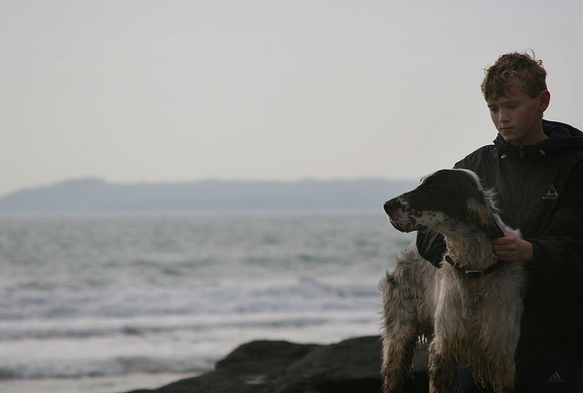 boy with a dog